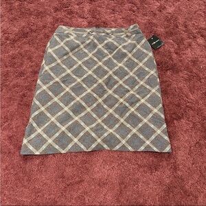 Sag Harbor Brown and Cream Plaid Pencil Skirt